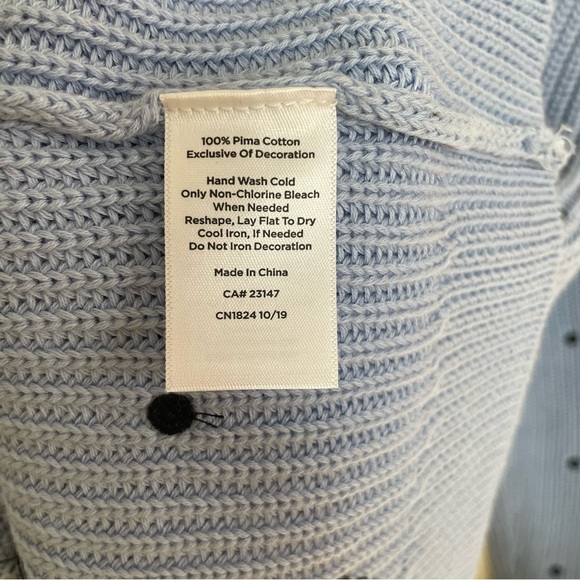NWOT Talbots Blue Shaker Stitch Embroidered Polka Dot Pullover Sweater S⦠- Picture 6 of 8